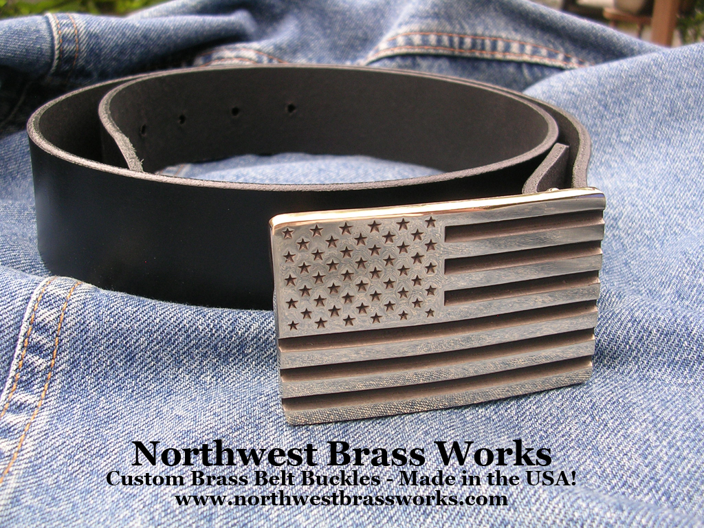 American Flag Belt Buckle Solid Brass Hand Made in the USA eBay