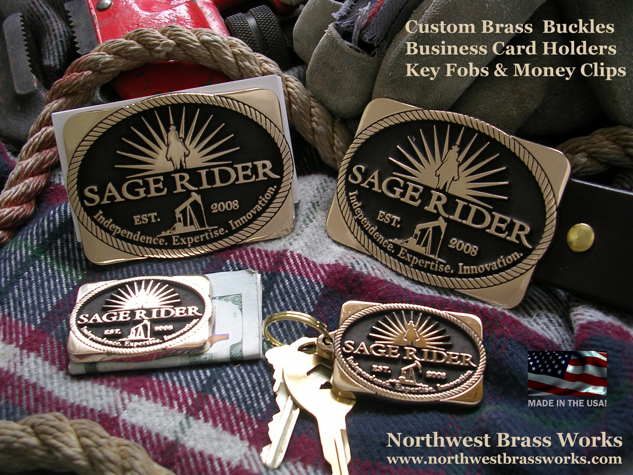 Custom Brass Belt Buckles made by Northwest Brass Works USA